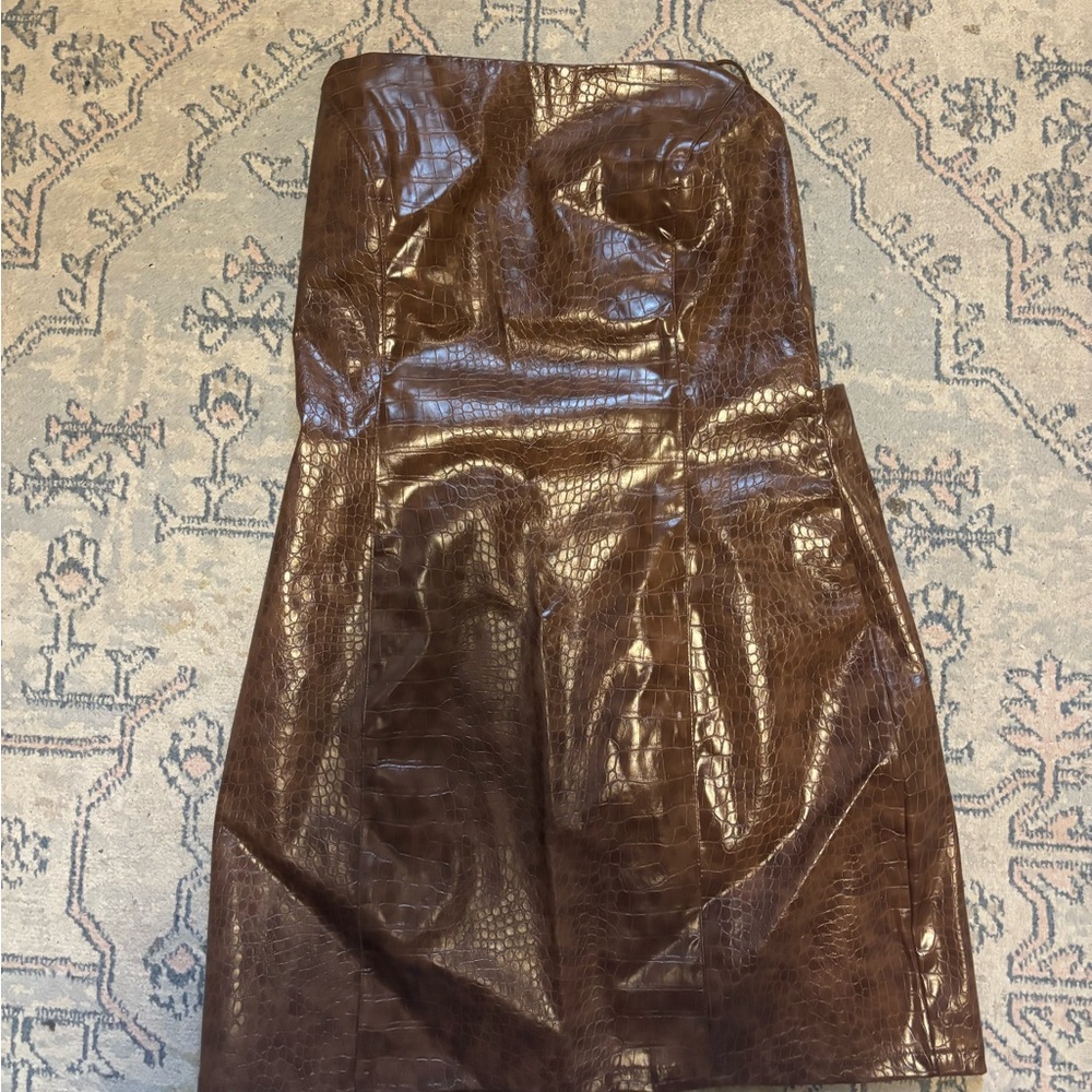 La Hearts Chocolate Croc-Embossed Dress